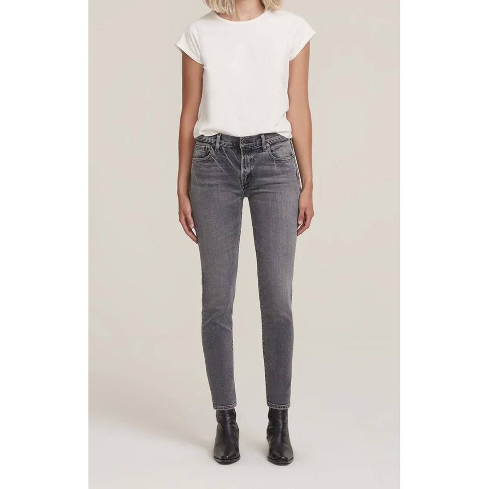 AGOLDE 30 Sophie Mid Rise Skinny Ankle Timeless Flattering Stretch Faded Black